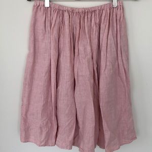 Linen pale pink pleated skirt